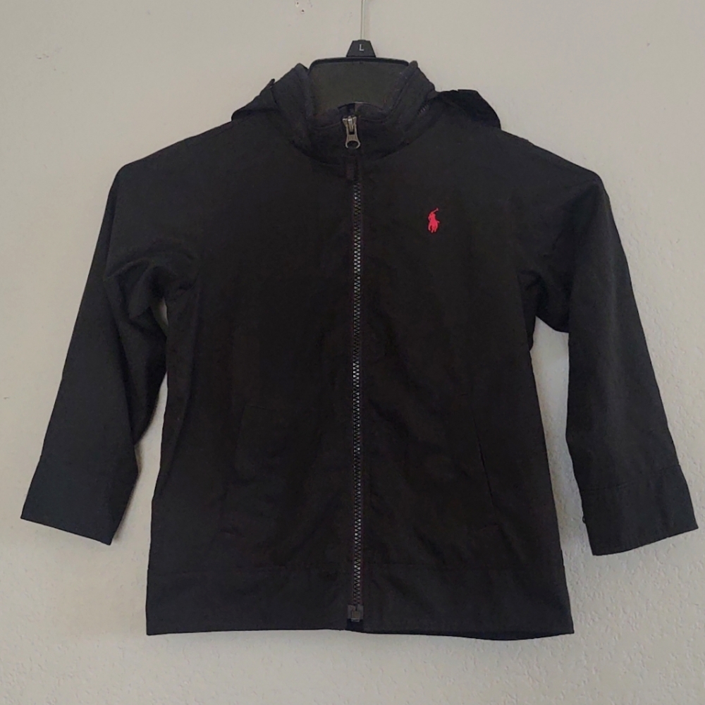 Polo Ralph Lauren Jacket Hidden Hood Full Zip Reversible Black 4T Kids Toddler